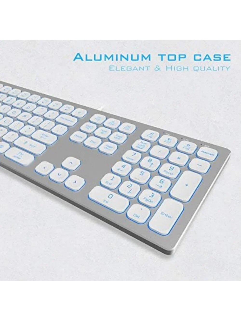 Sleek Backlit Wired Keyboard for Mac & PC - Slim Chiclet Design, RGB Lighting
